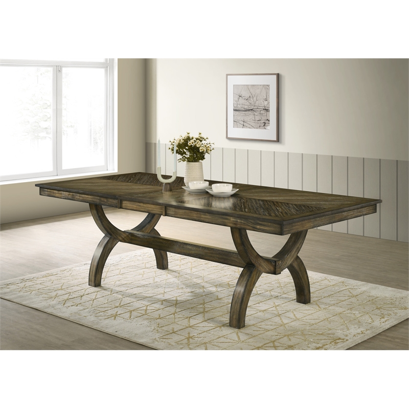 Best Quality Furniture Antique Brown Wood Extendable Dining Table