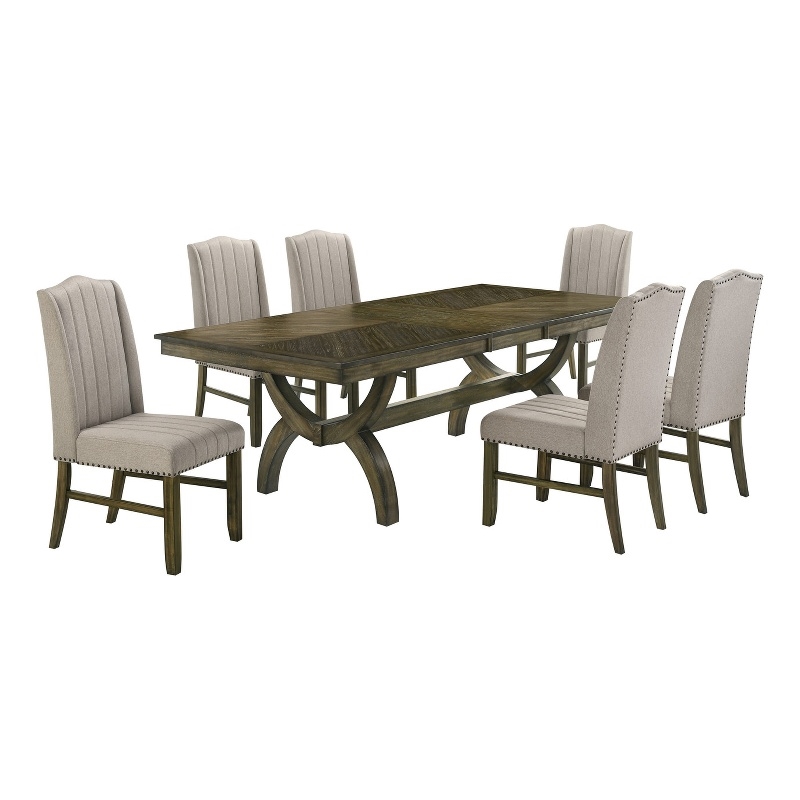 Best Quality Furniture Antique Brown Wood Extendable Dining Table Set