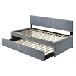 Best Quality Furniture Twin Daybed with Trundle in Gray Velvet Corduroy