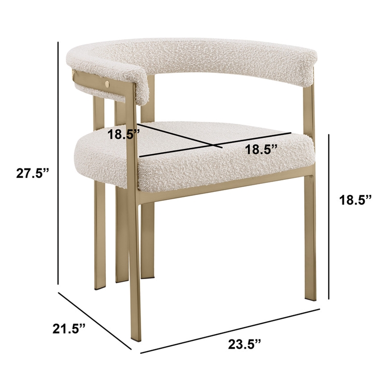 Best Quality Furniture 5pc Circle Clear Glass Dining Set & Boucle Fabric Chairs