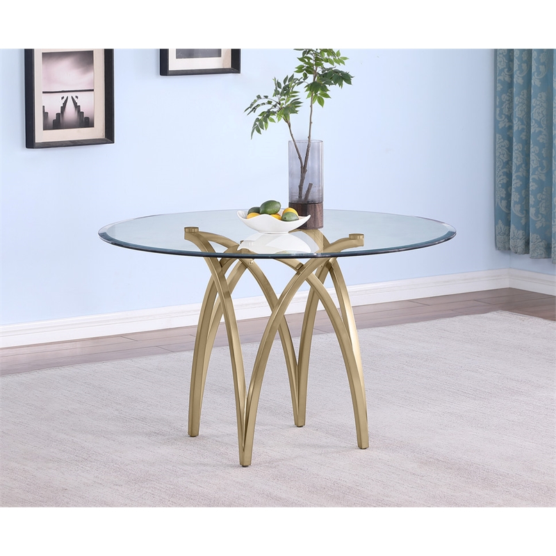 Best Quality Furniture 48x48 Clear Tempered Glass Dining Table with Matte Chrome