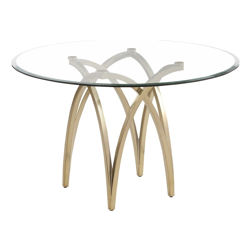 Best Quality Furniture 48x48 Clear Tempered Glass Dining Table with Matte Chrome