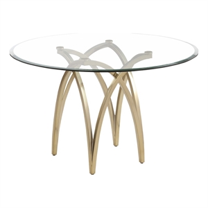 Best Quality Furniture 48x48 Clear Tempered Glass Dining Table with Matte Chrome