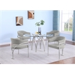 Best Quality Furniture 5pc Circle Clear Glass Dining Set & Boucle Fabric Chairs