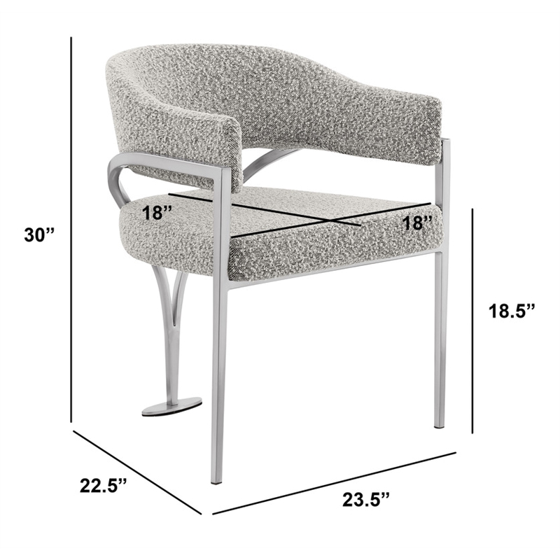 Best Quality Furniture 5pc Circle Clear Glass Dining Set & Boucle Fabric Chairs