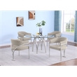 Best Quality Furniture 5pc Circle Clear Glass Dining Set & Boucle Fabric Chairs