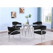 Best Quality Furniture 5pc Circle Clear Glass Dining Set & Boucle Fabric Chairs