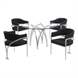 Best Quality Furniture 5pc Circle Clear Glass Dining Set & Boucle Fabric Chairs