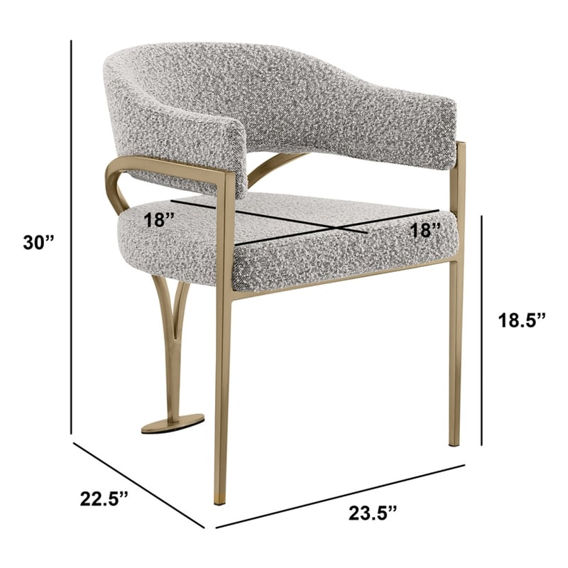 Best Quality Furniture 5pc Circle Clear Glass Dining Set & Boucle Fabric Chairs