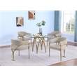 Best Quality Furniture 5pc Circle Clear Glass Dining Set & Boucle Fabric Chairs