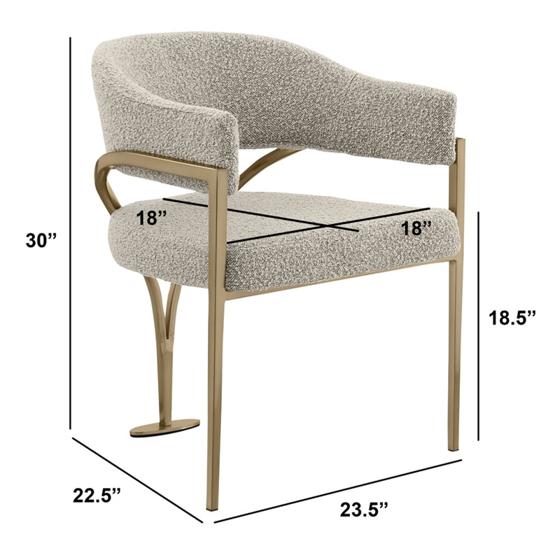 Best Quality Furniture 5pc Circle Clear Glass Dining Set & Boucle Fabric Chairs