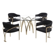 Best Quality Furniture 5pc Circle Clear Glass Dining Set & Boucle Fabric Chairs
