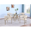 Best Quality Furniture 5pc Circle Clear Glass Dining Set & Boucle Fabric Chairs