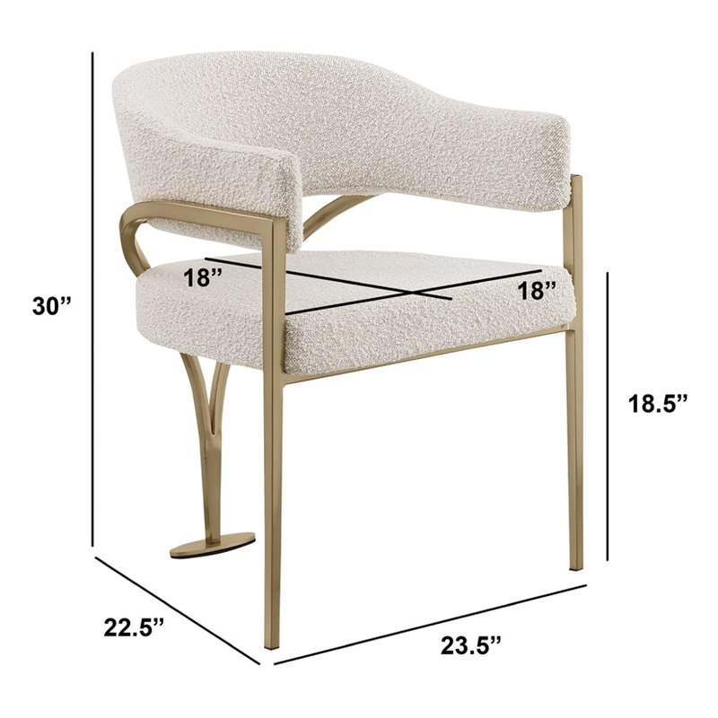 Best Quality Furniture 5pc Circle Clear Glass Dining Set & Boucle Fabric Chairs