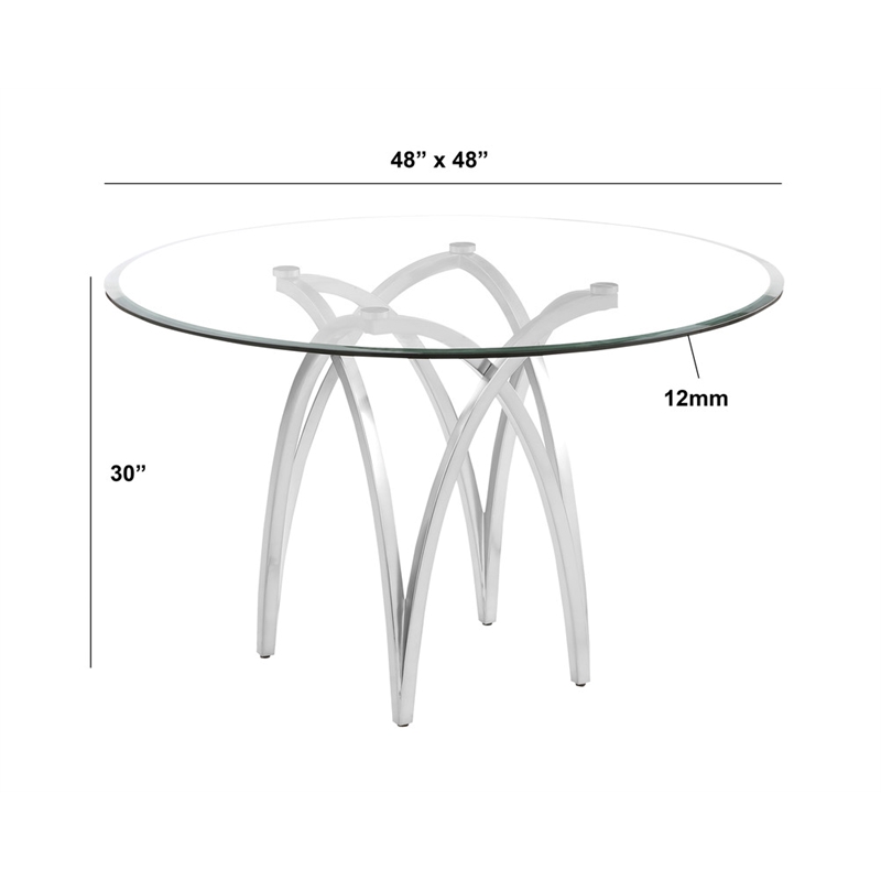 Best Quality Furniture 5pc Circle Clear Glass Dining Set & Boucle Fabric Chairs