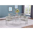 Best Quality Furniture 5pc Circle Clear Glass Dining Set & Boucle Fabric Chairs