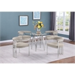 Best Quality Furniture 5pc Circle Clear Glass Dining Set & Boucle Fabric Chairs
