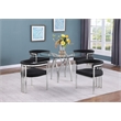 Best Quality Furniture 5pc Circle Clear Glass Dining Set & Boucle Fabric Chairs