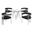 Best Quality Furniture 5pc Circle Clear Glass Dining Set & Boucle Fabric Chairs
