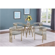 Best Quality Furniture 5pc Circle Clear Glass Dining Set & Boucle Fabric Chairs