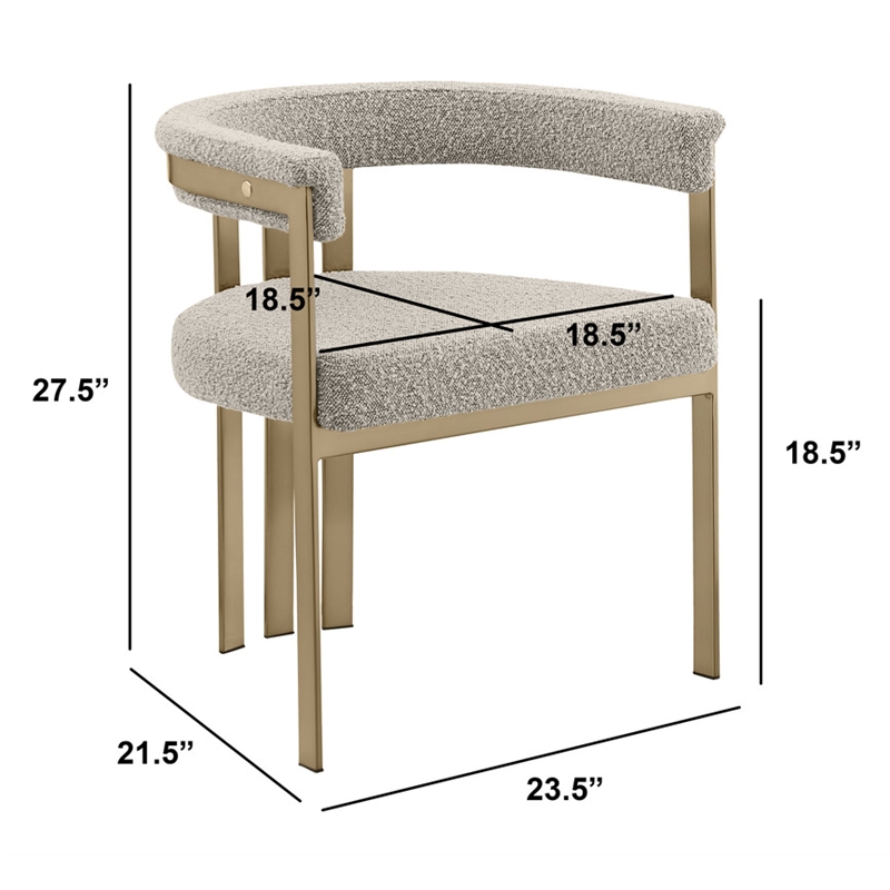 Best Quality Furniture 5pc Circle Clear Glass Dining Set & Boucle Fabric Chairs