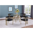 Best Quality Furniture 5pc Circle Clear Glass Dining Set & Boucle Fabric Chairs