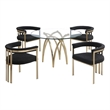 Best Quality Furniture 5pc Circle Clear Glass Dining Set & Boucle Fabric Chairs