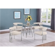 Best Quality Furniture 5pc Circle Clear Glass Dining Set & Boucle Fabric Chairs