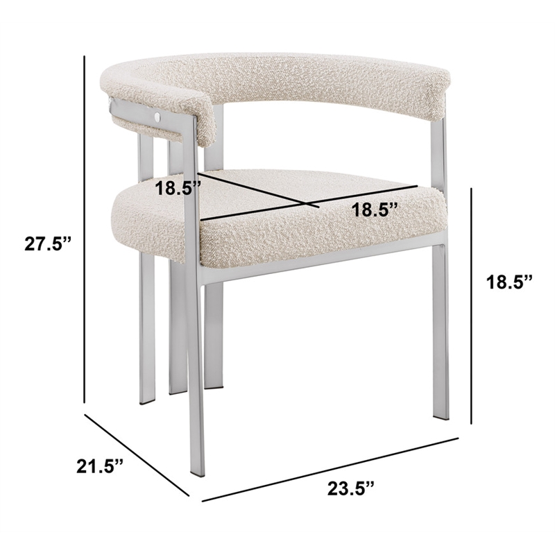Best Quality Furniture 5pc Circle Clear Glass Dining Set & Boucle Fabric Chairs