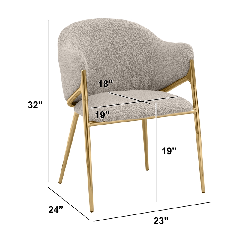 Best Quality Furniture Gray Teddy Boucle Fabric Side Chairs with Chrome