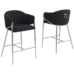 Best Quality Furniture Black Teddy Boucle Fabric Counterheights with Chrome