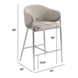 Best Quality Furniture Gray Teddy Boucle Fabric Barstools with Chrome