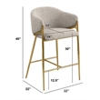 Best Quality Furniture Gray Teddy Boucle Fabric Barstools with Chrome