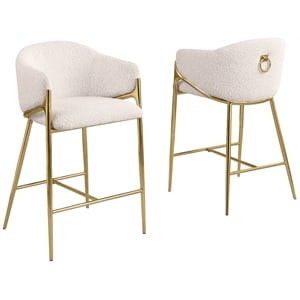 Best Quality Furniture Cream Teddy Boucle Fabric Counterheights with Chrome