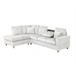 Best Quality Furniture Light Gray Velvet Corduroy Sectional with Drop Down Table