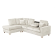 Best Quality Furniture Beige Velvet Corduroy Sectional with Drop Down Table