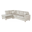 Best Quality Furniture Beige Velvet Corduroy Sectional with Drop Down Table