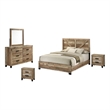 Best Quality Furniture 5 Piece Weathered Brown Pine Wood Bedroom Set in Queen