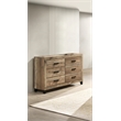 Best Quality Furniture 6 Drawer Dresser in Weathered Brown Pine Wood