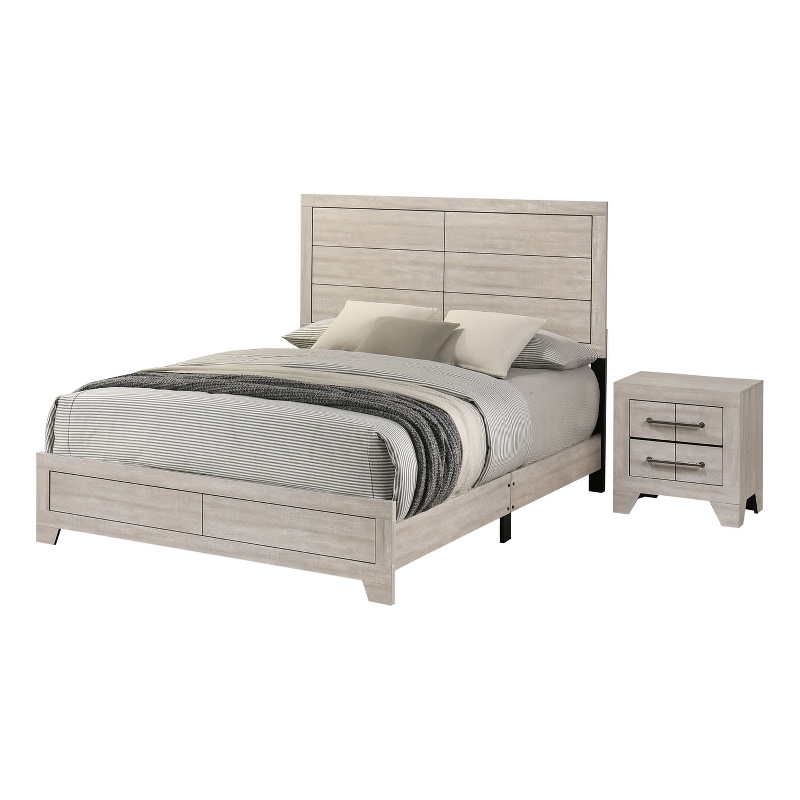 Best Quality Furniture 2 Piece Bedroom Set in Rustic Gray Oak Wood in King