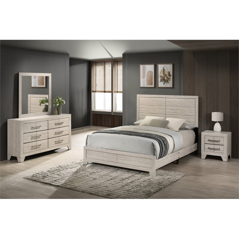 Best Quality Furniture 4 Piece Bedroom Set in Rustic Gray Oak Wood in Queen