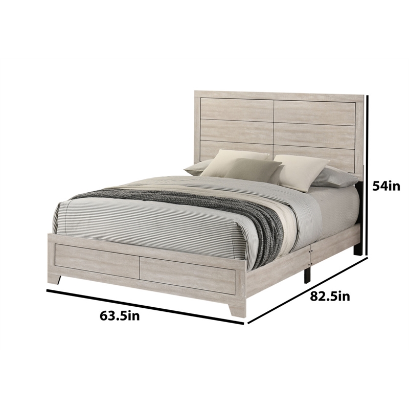 Best Quality Furniture 4 Piece Bedroom Set in Rustic Gray Oak Wood in Queen