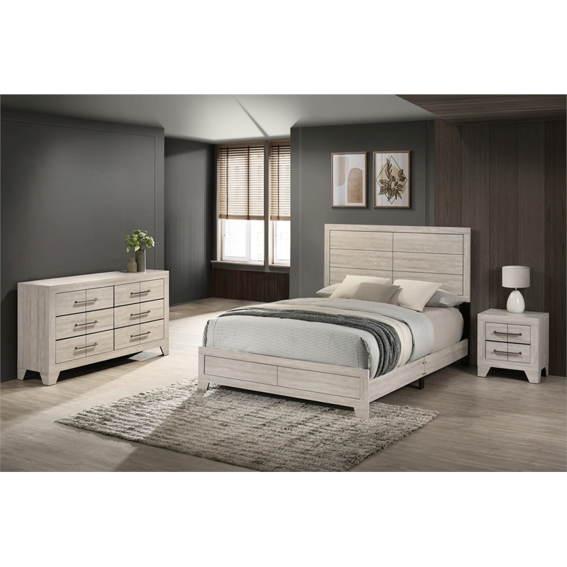 Best Quality Furniture 3 Piece Bedroom Set in Rustic Gray Oak Wood in Queen