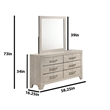 Best Quality Furniture 6 Drawer Dresser with Mirror in Rustic Gray Oak Wood