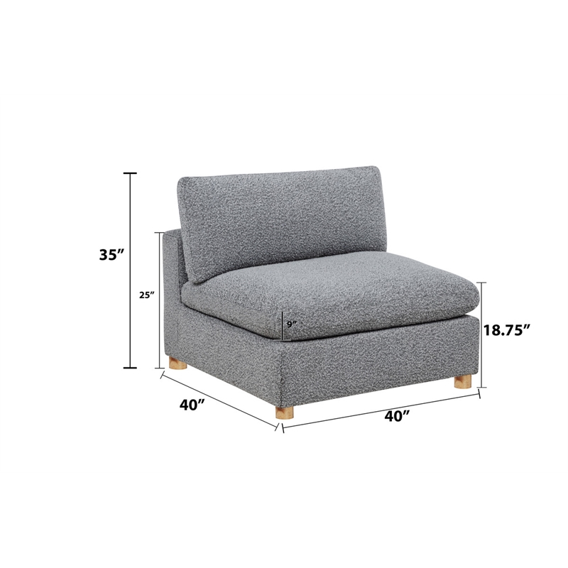 Best Quality Furniture Modular 5 Piece Sectional in Rich Gray Boucle Fabric