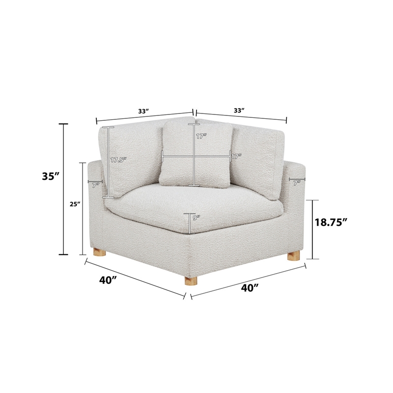 Best Quality Furniture Modular 4 Piece Sectional in Cream Boucle Fabric