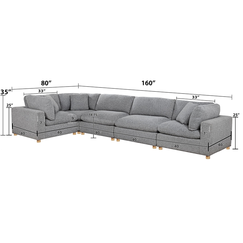 Best Quality Furniture SE05 Modular Ottoman in Rich Gray Boucle Fabric