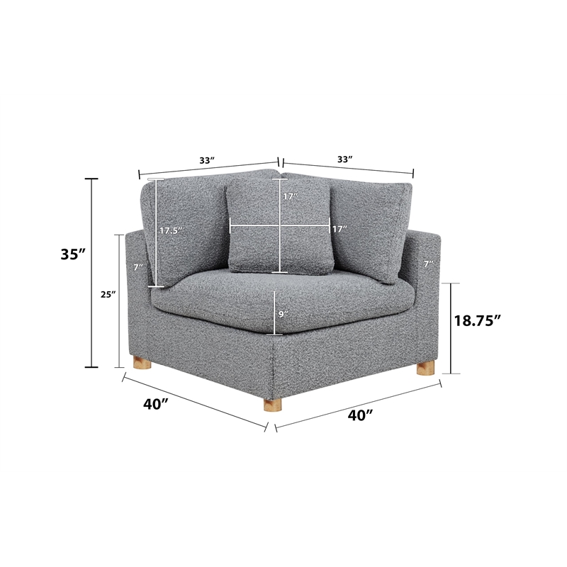 Best Quality Furniture SE05 Modular Ottoman in Rich Gray Boucle Fabric