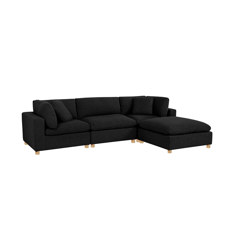 Best Quality Furniture SE06 Modular Ottoman in Black Boucle Fabric
