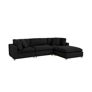 Best Quality Furniture SE06 Modular Ottoman in Black Boucle Fabric